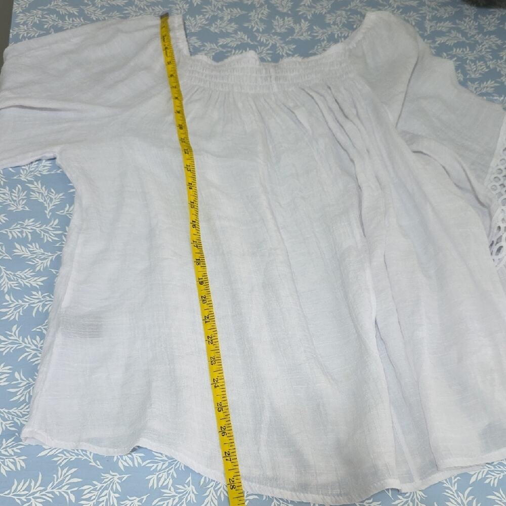 Womens Sz 3X White Ruffle Sleeve Smocked Peasant Beach Fairy Top Unique Spectrum - Picture 7 of 10